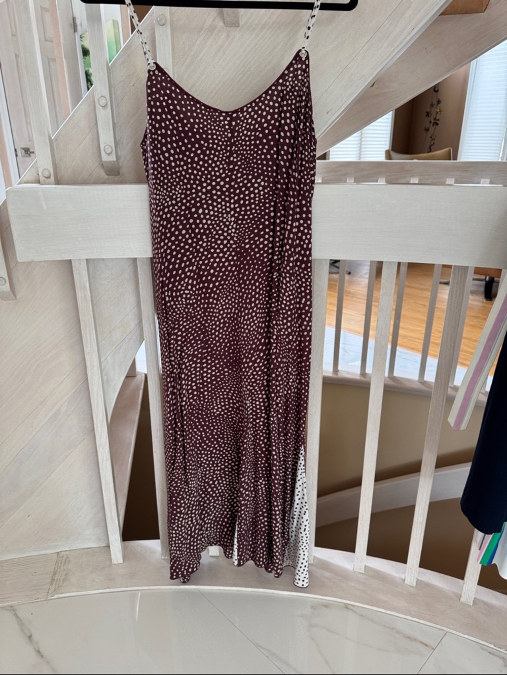 rag & bone Soft  Deep Maroon(Brown?) Polka Dot Slip Midi Dress L